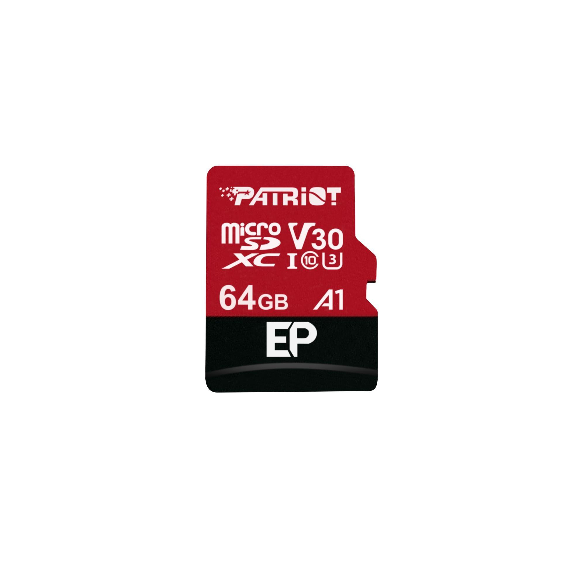 Cartão de Memória PATRIOT PEF64GEP31MCX (64GB - Classe 10 - 100 MB/s - Preto/Vermelho)