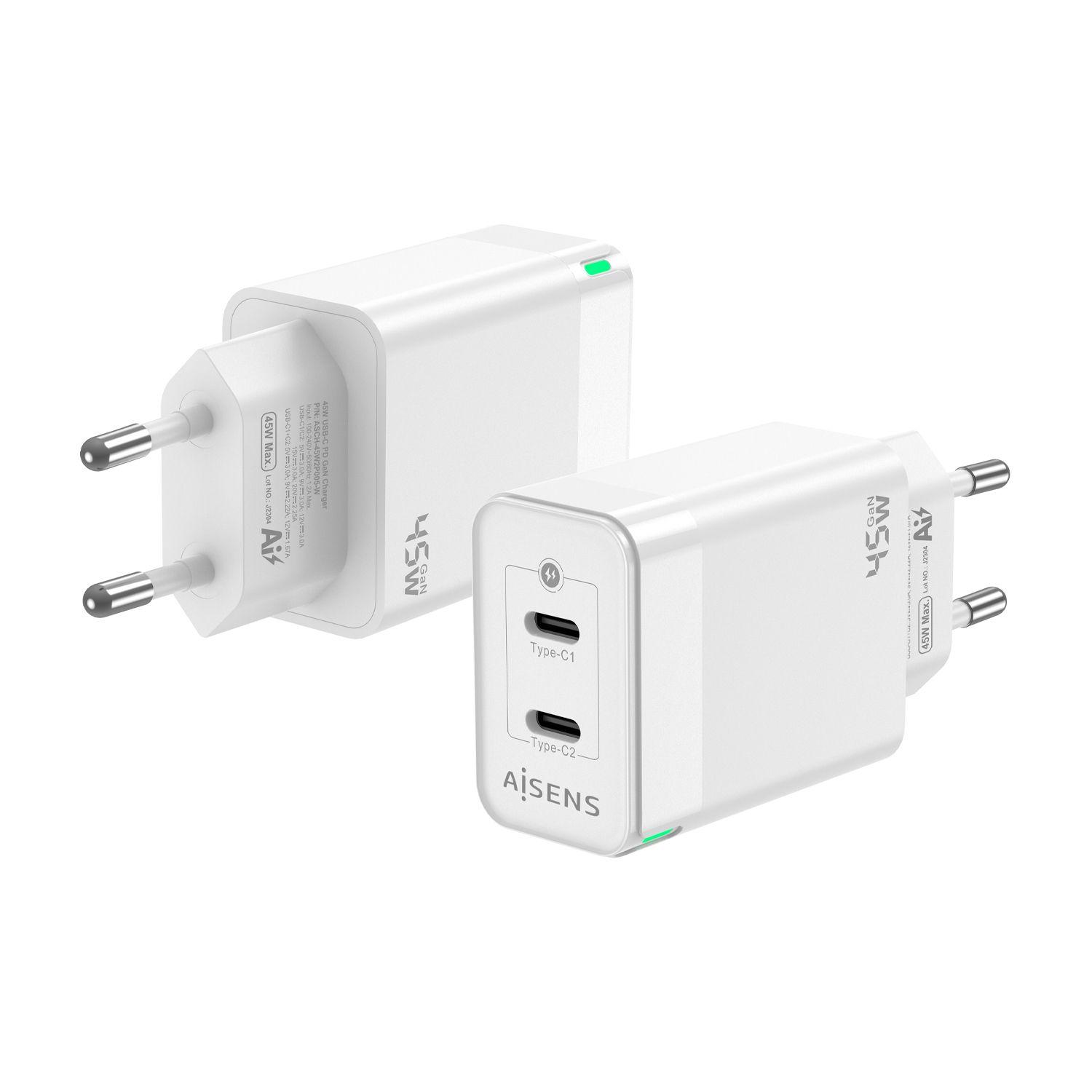 Carregador de Parede AISENS ASCH-45W2P005-W (45 W - Branco)