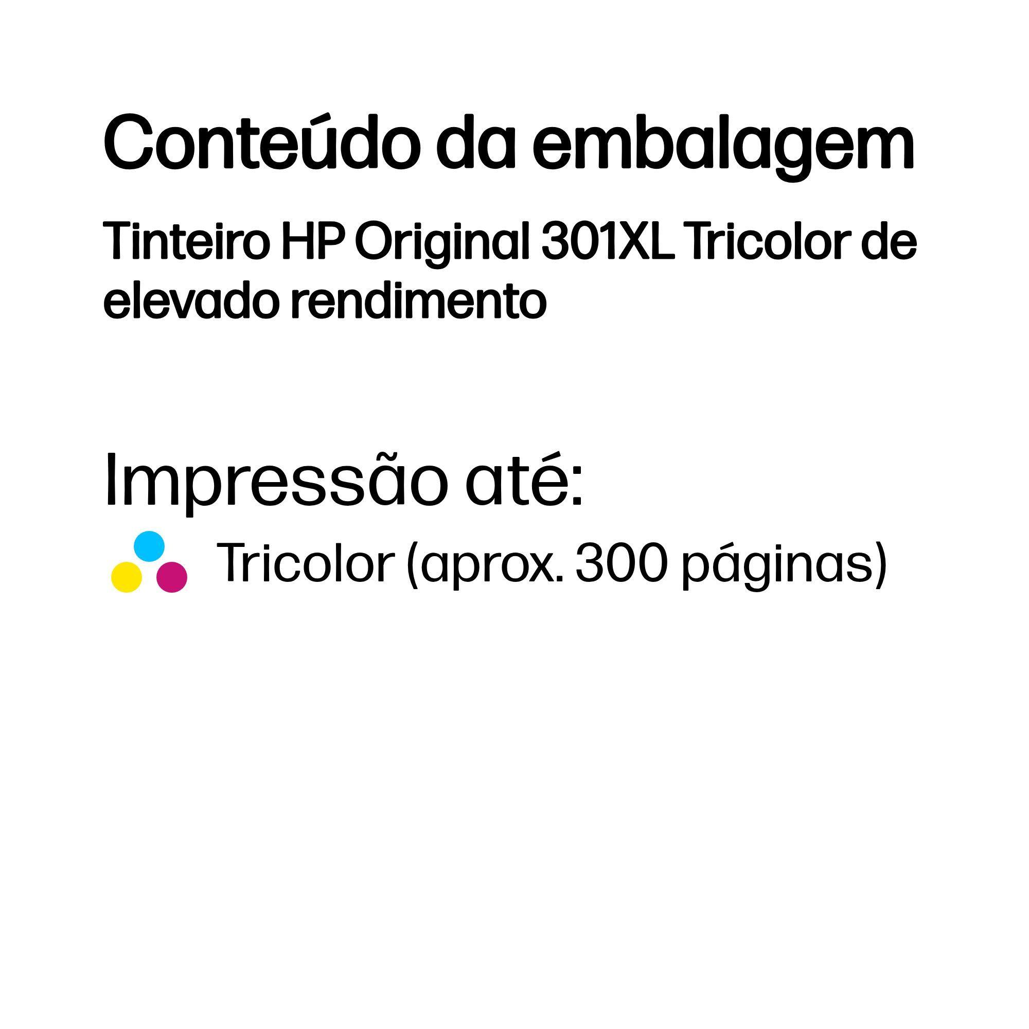 Tinteiro HP 301XL CH564EE (300 páginas - Tricolor), miniatura 3