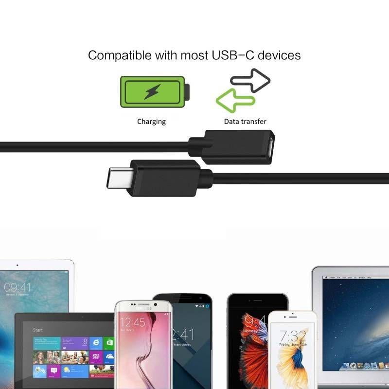 Cabo de Extensão USB-C EWENT EC1037 (1,8 m - USB-C - Preto) — miniatura 3