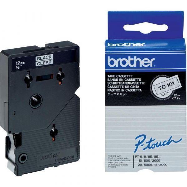 Fita de Rotuladora BROTHER TC-101 (Preto sobre Transparente), miniatura 2