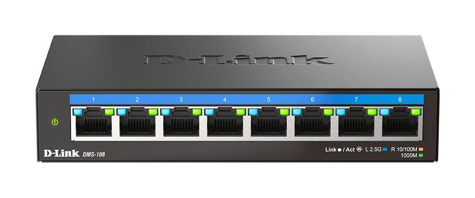 Switch D-LINK DMS-108 (2.5G Ethernet - 8x 10/100/1000/2500 Mbps - 8,1 MB - Preto) — miniatura 2