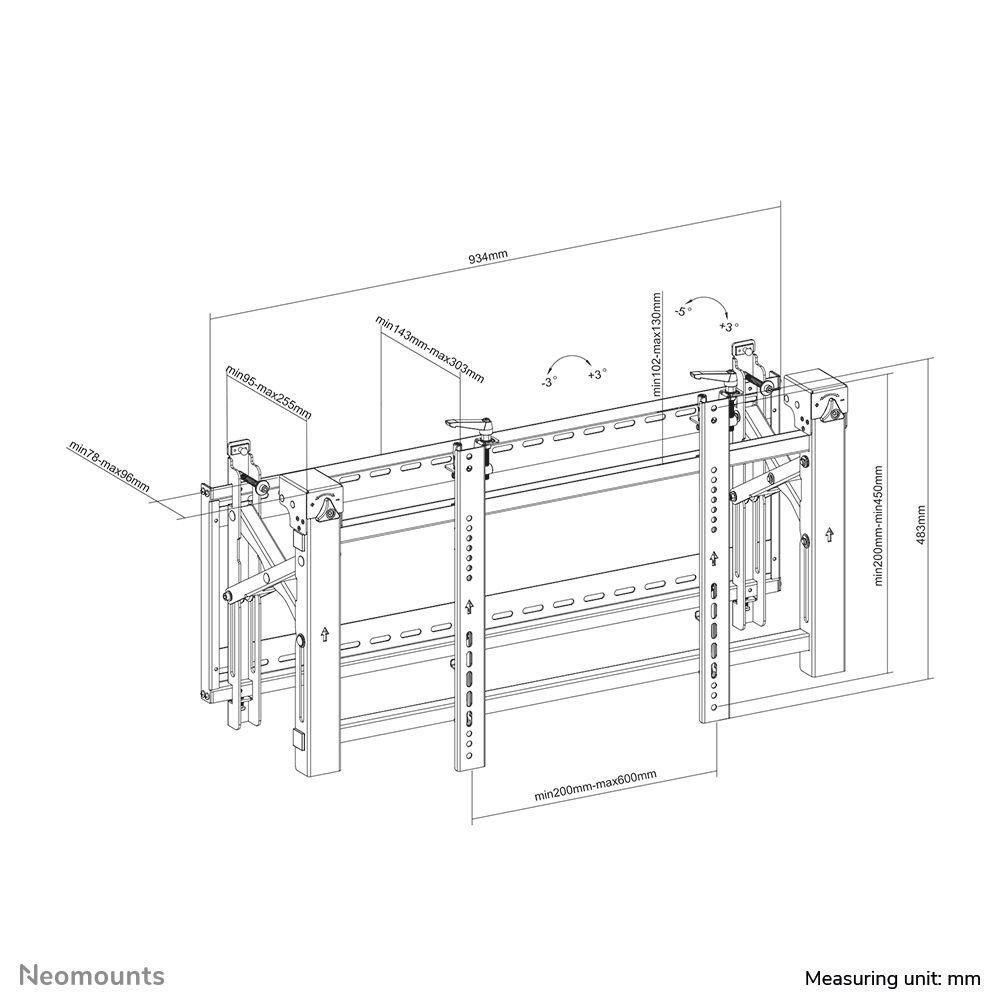 Suporte de Parede para TV NEOMOUNTS LED-VW2000BLACK (32–75" - VESA 600 x 400 mm - Preto), miniatura 17