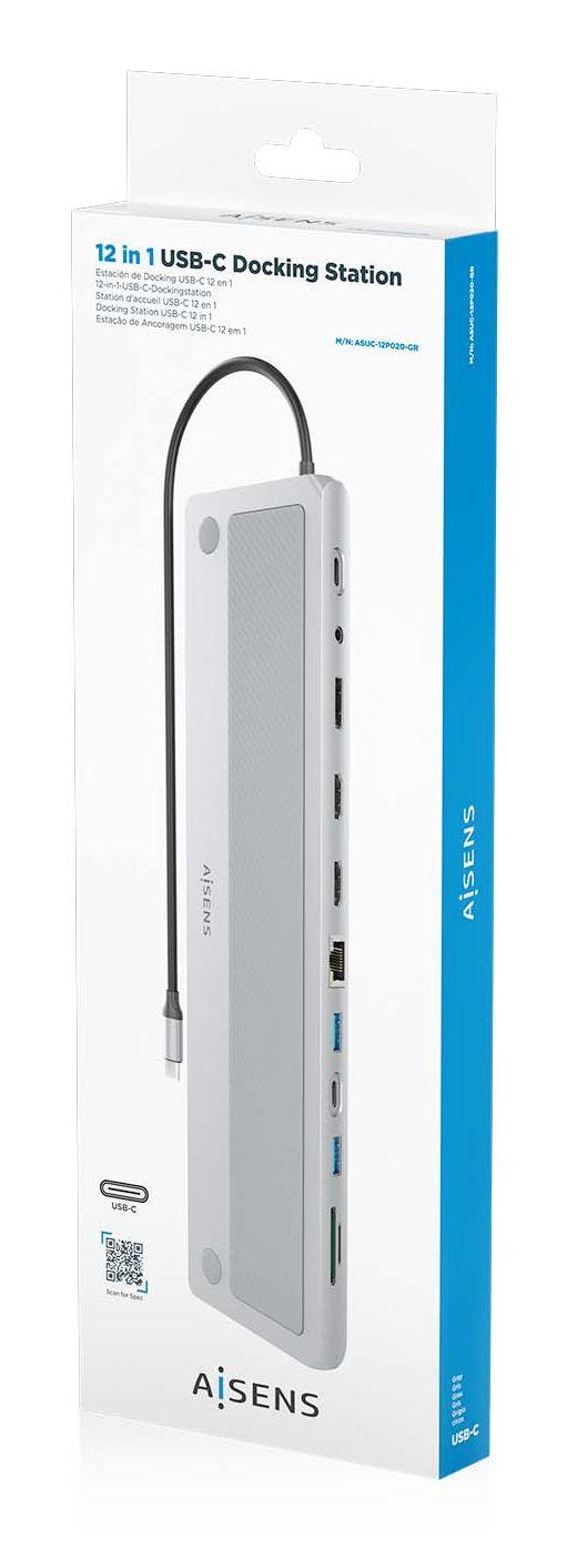 Estação de Ancoragem USB-C AISENS ASUC-12P005-GR (0,3 m - Windows 10, Windows 11 - Cinzento), miniatura 7