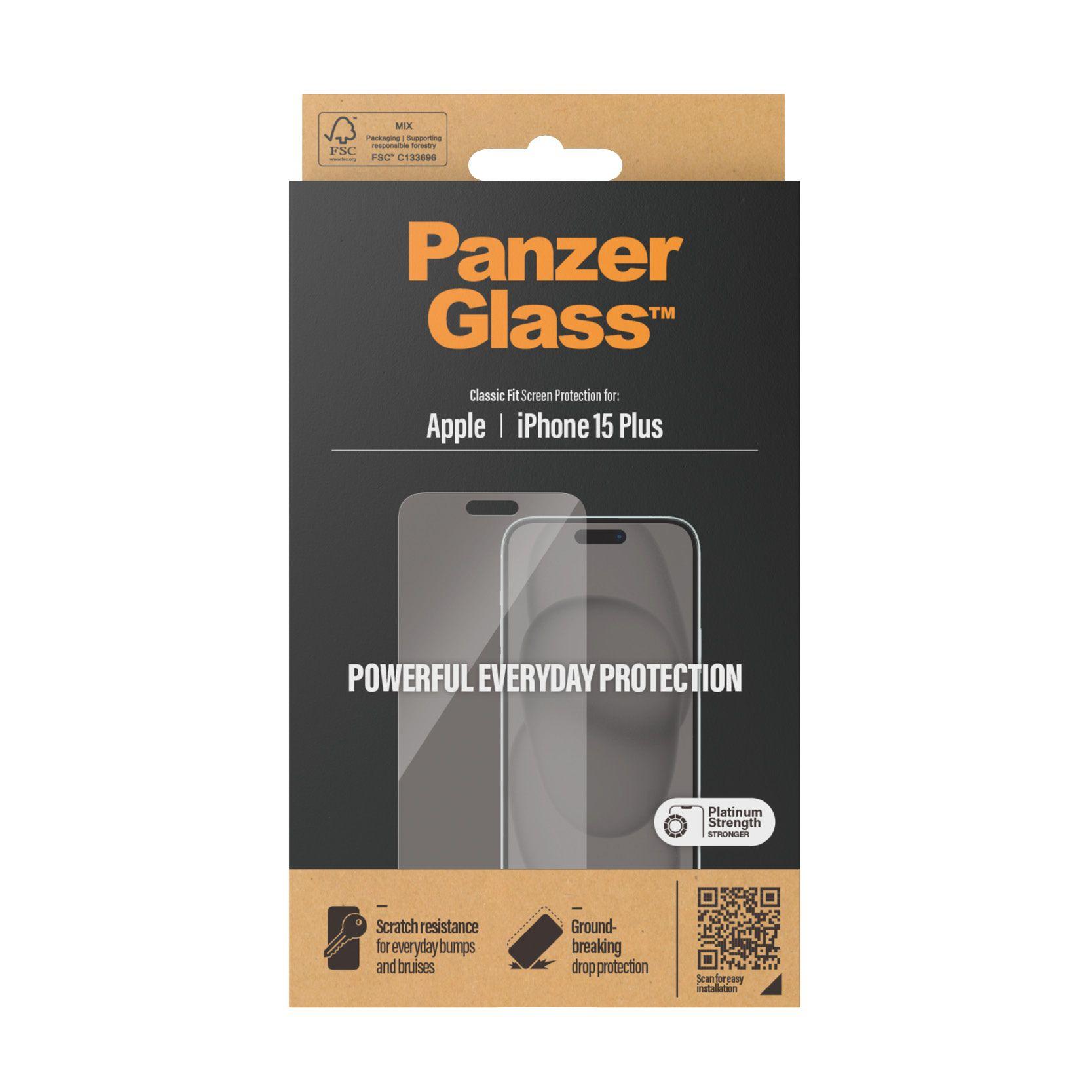 Protetor de Ecrã PANZERGLASS Classic Fit para iPhone 15 Plus (Apple - Transparente) — miniatura 3