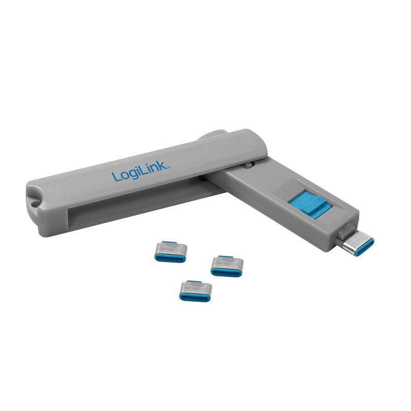 Bloqueador de Porta USB-C LOGILINK AU0052 (USB Type-C - Azul e Cinzento)
