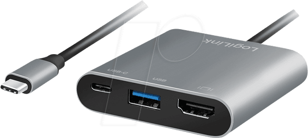 Adaptador Multiporta LOGILINK UA0390 (USB-C para HDMI, USB-A e USB-C - Alumínio), miniatura 2