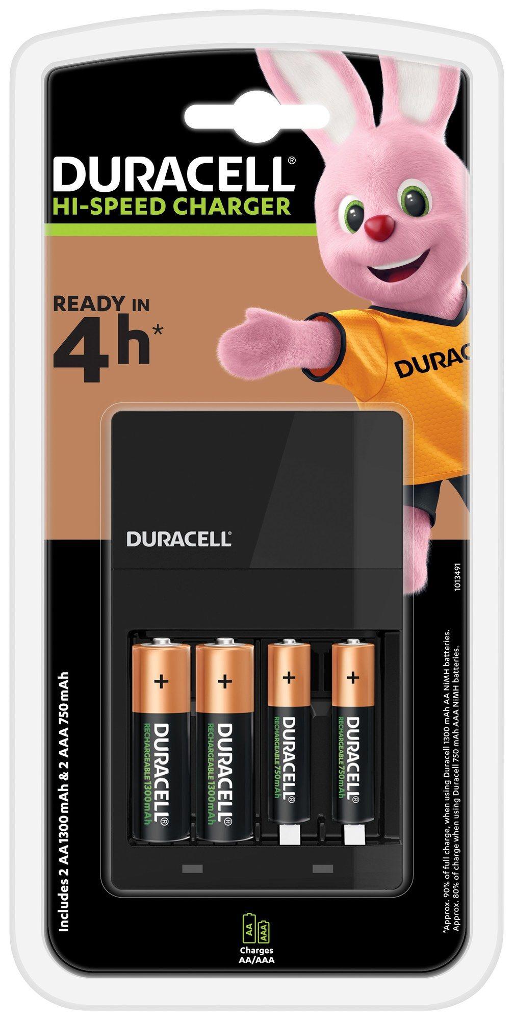 Carregador de Pilhas DURACELL CEF14 (AA, AAA - Corrente alternada - Preto)