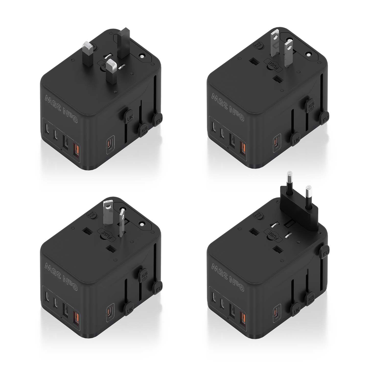 Adaptador de Viagem Universal AISENS ASPS-2A3C09-BK (2500 W - 35 W - Preto), miniatura 4