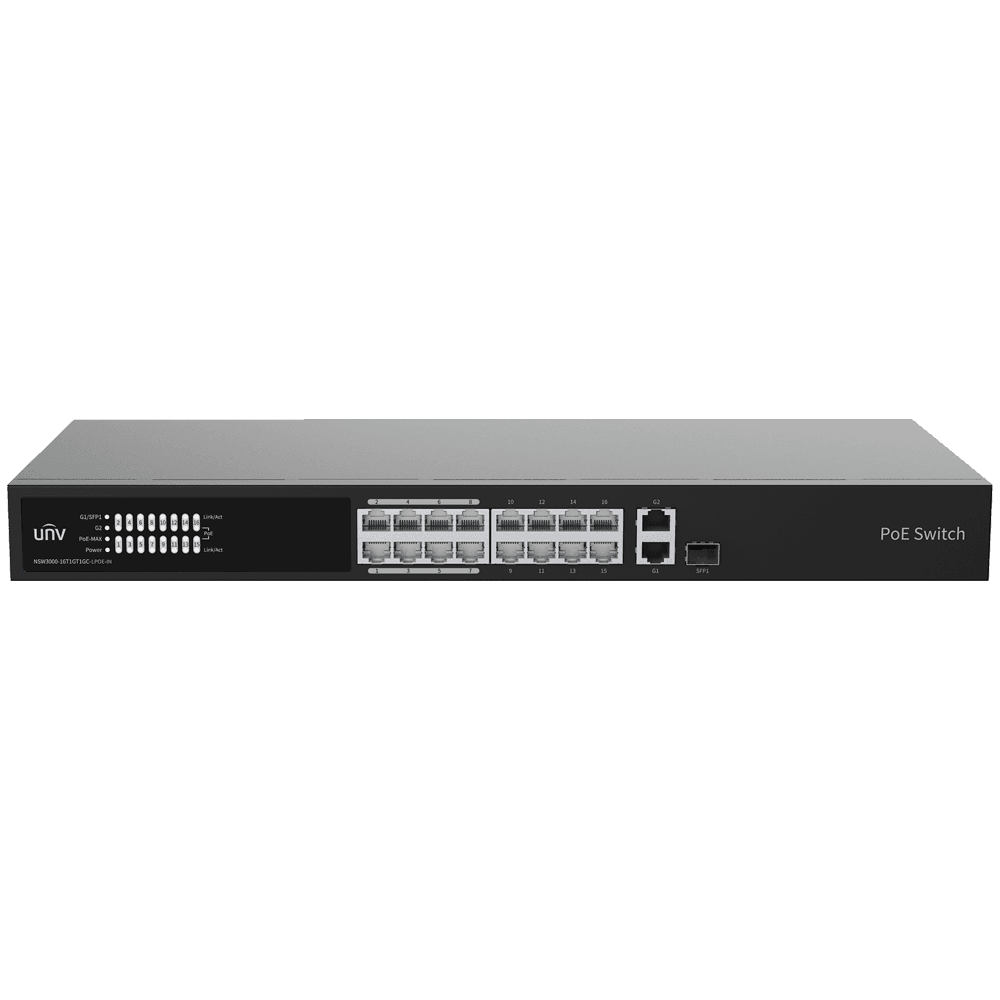 Switch Gerido Cloud PoE L2 UNIVIEW NSW3000-16T1GT1GC-LPOE-IN (16 x RJ45 10/100 Mbps - Rack)