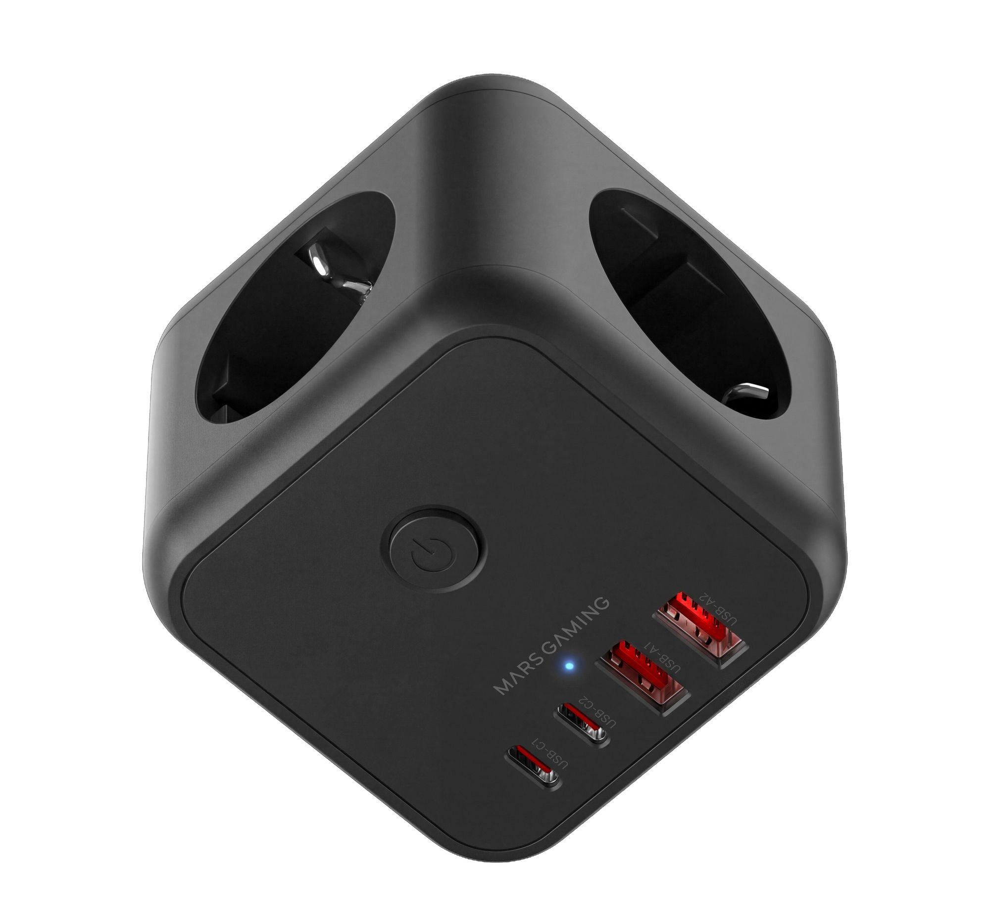 Carregador de Parede e Distribuidor de Energia MARS GAMING MDCUBE20 (Preto) — miniatura 2
