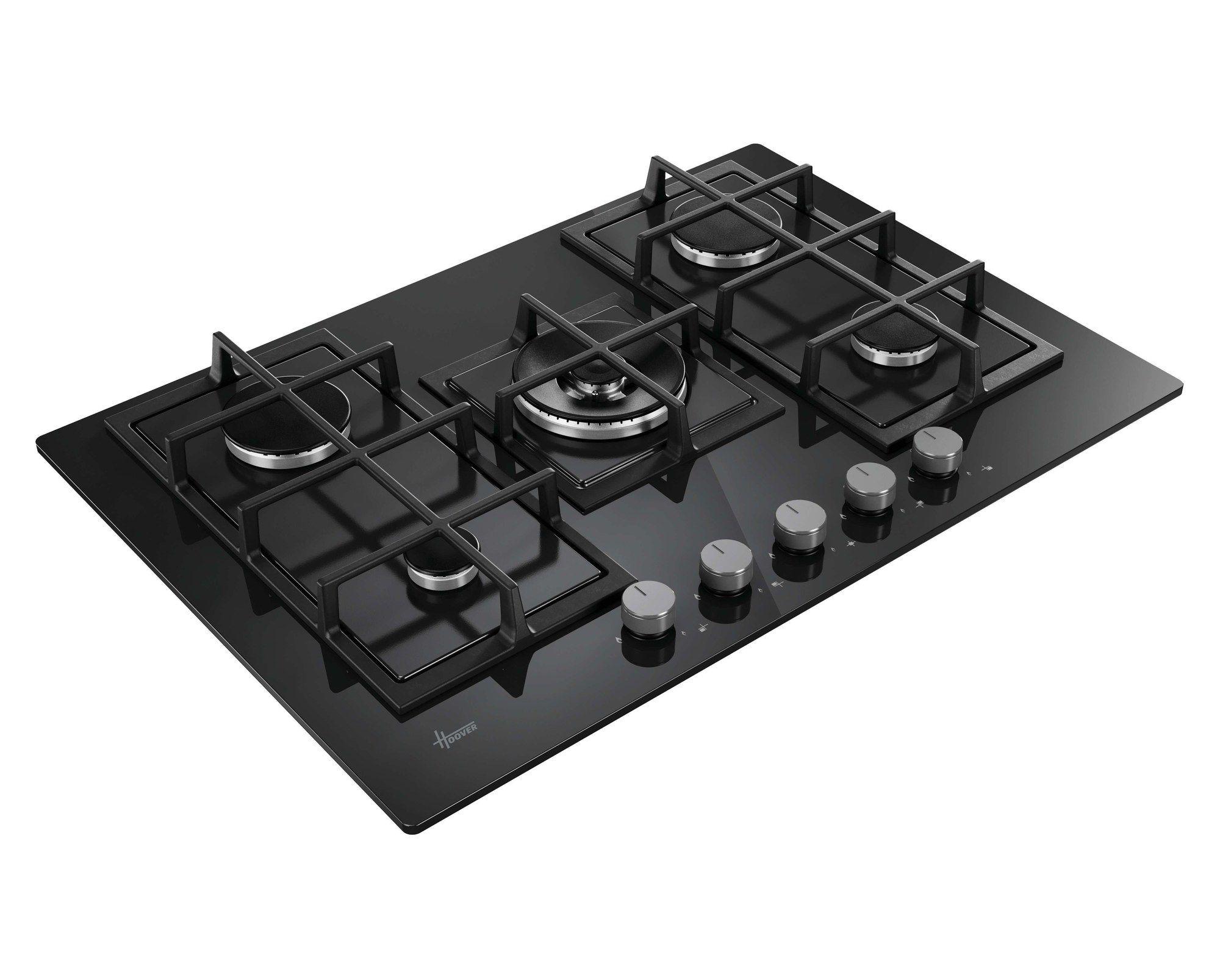 Placa a Gás de Encastre HOOVER HVG74WC3B (Vidro - Rotativo - Altura 5 cm - Preto), miniatura 3