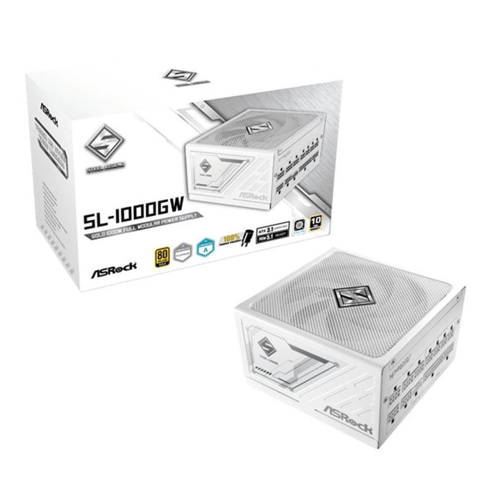 Fonte de Alimentação ASROCK SL-1000GW Steel Legend (ATX - 1000 W - 80 PLUS Gold - Branco)