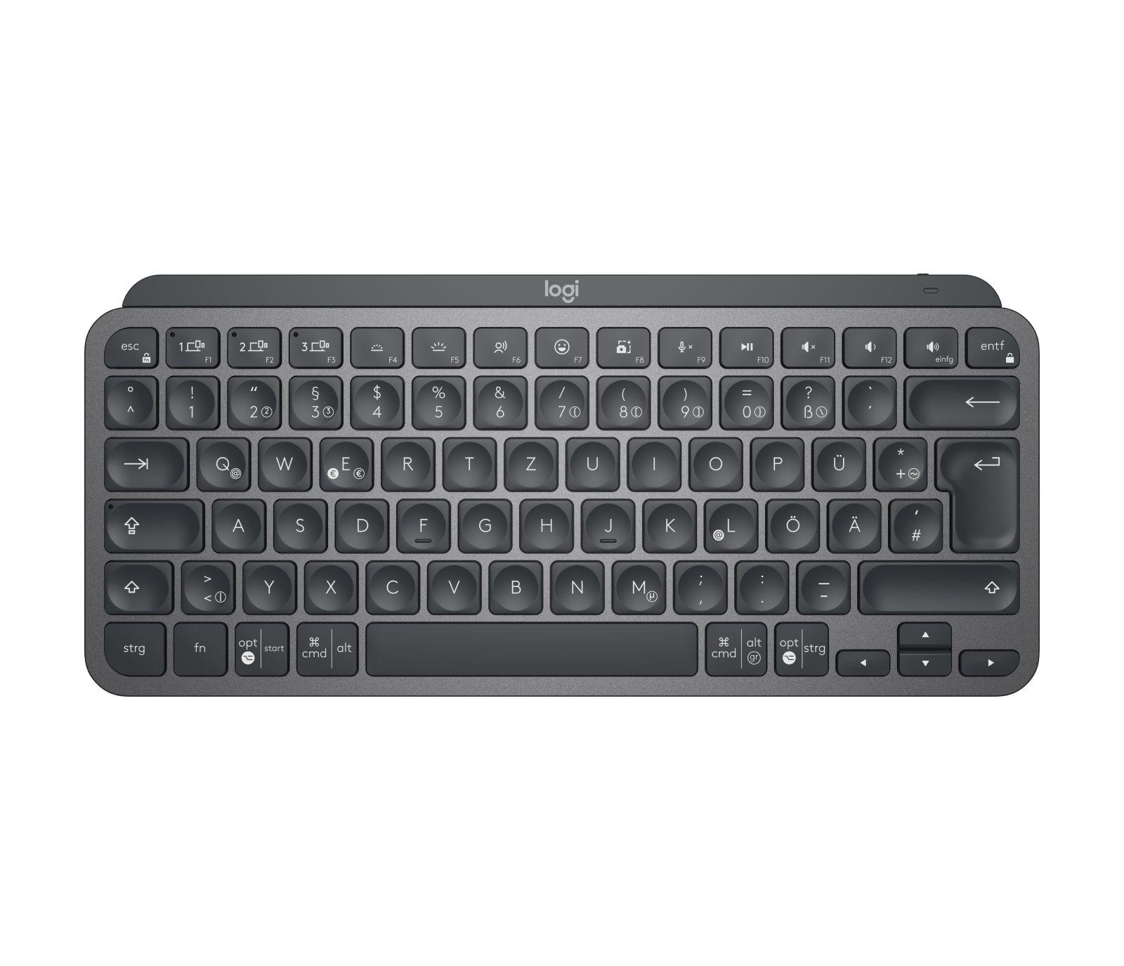 Teclado LOGITECH MX Keys Mini for Business (Alemão - Teclas tesoura - RF sem fios + Bluetooth - Grafite)