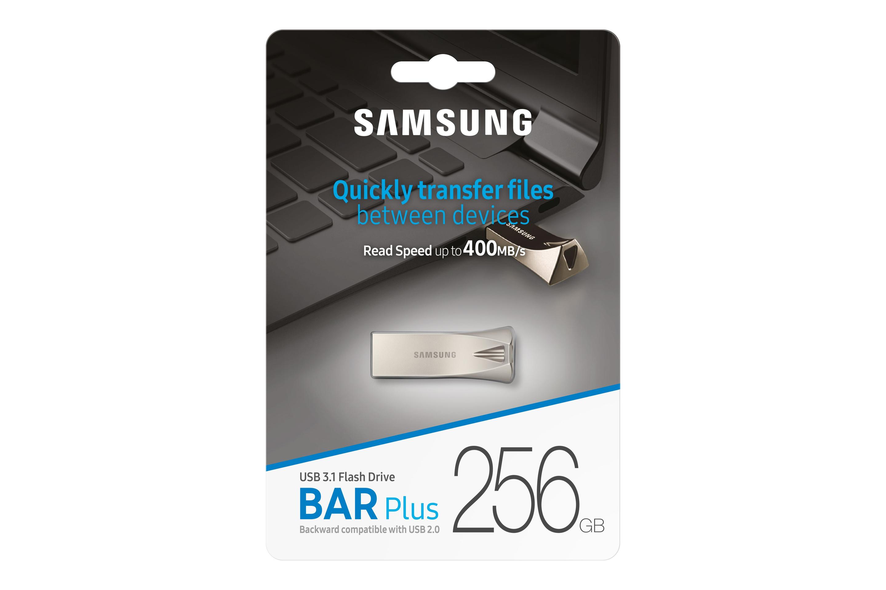 Pen USB SAMSUNG BAR Plus MUF-256BE3/APC (256 GB - Sem tampa - USB Type-A - Prateado) — miniatura 7