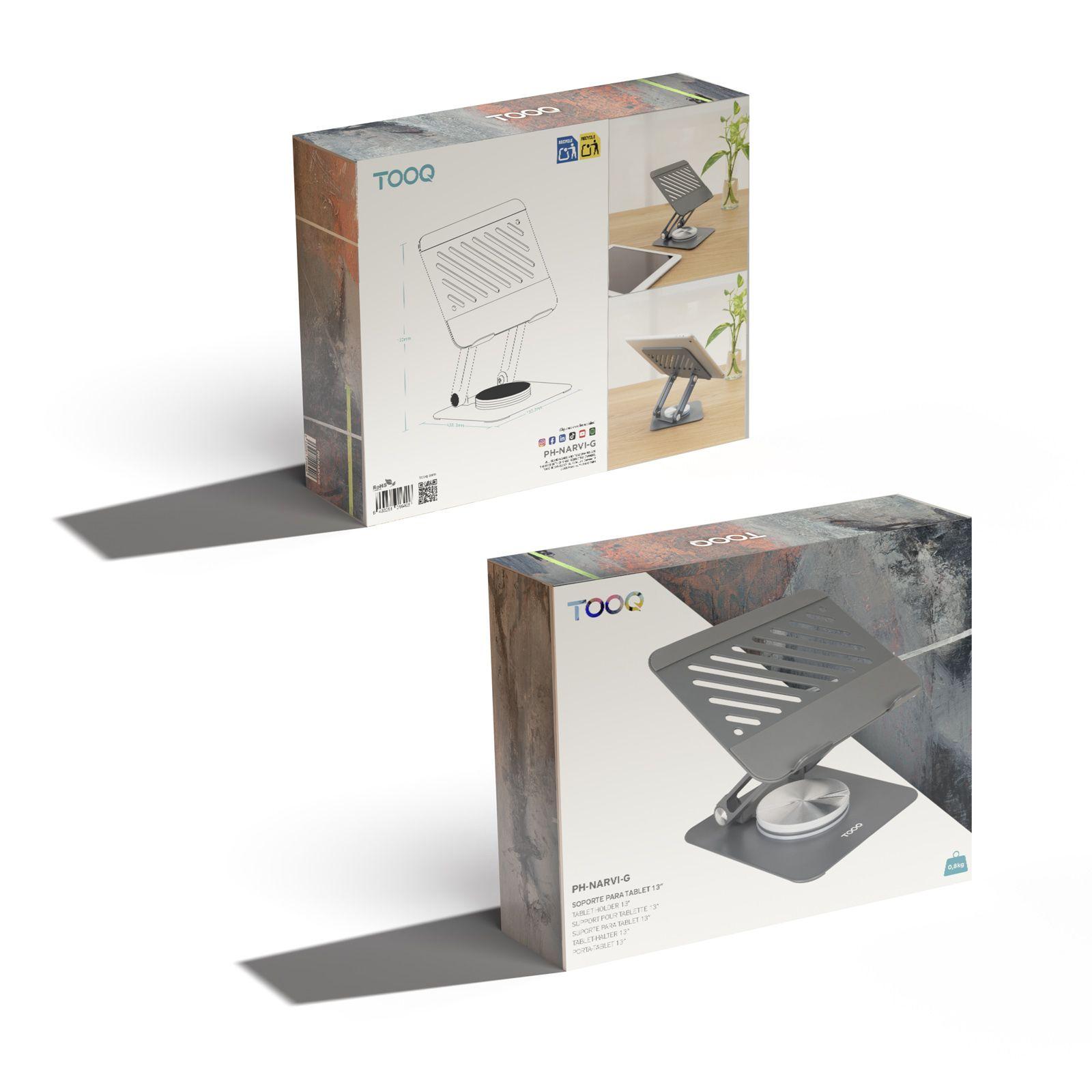 Suporte para Portátil e Tablet TOOQ PH-NARVI-G (até 13" - Rotação 360° - Cinzento Escuro), miniatura 4