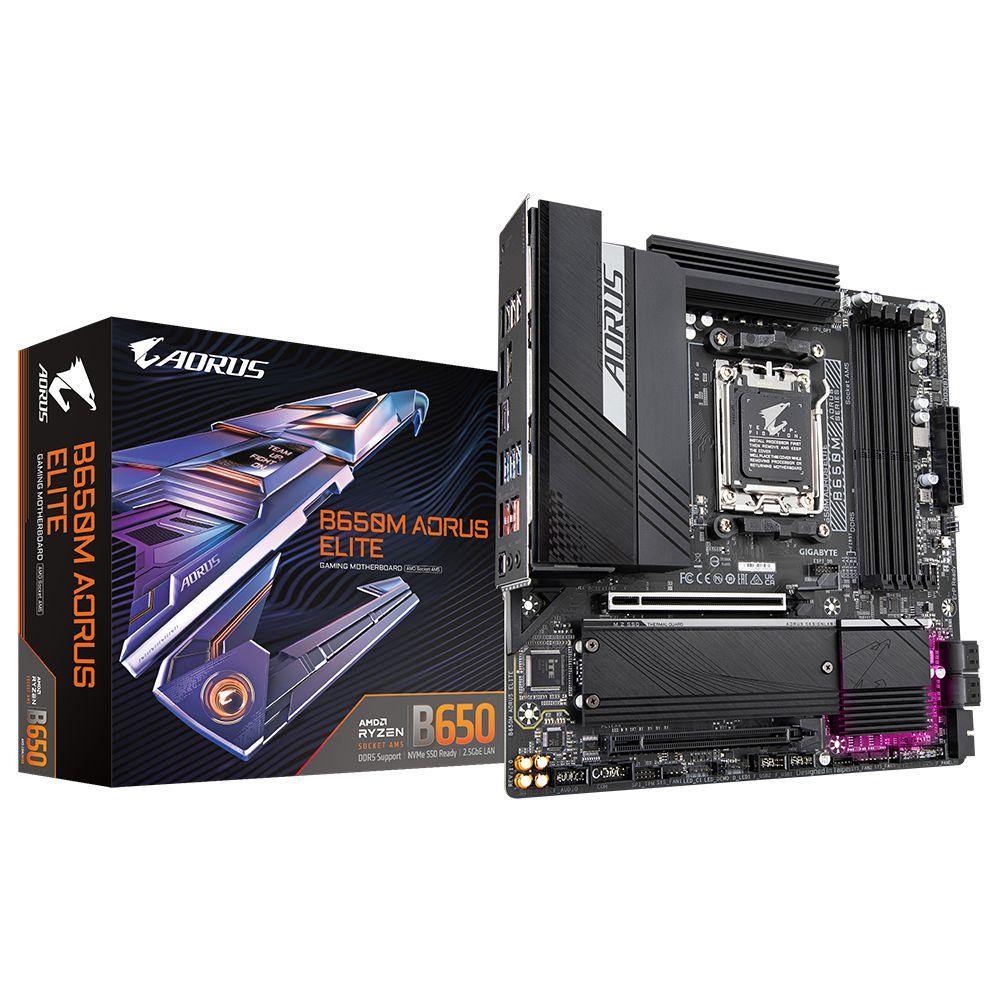 Motherboard GIGABYTE B650M AORUS ELITE (AM5 - Micro ATX - DDR5-SDRAM - Preto)