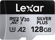 Cartão de Memória LEXAR High-Performance Silver Plus 128GB (128GB - Classe 10 - 205 MB/s - Preto e Prateado)