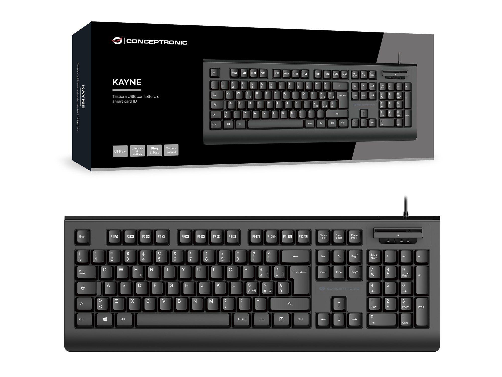 Teclado CONCEPTRONIC KAYNE01IT (Italiano - Tamanho completo - USB - Preto), miniatura 4