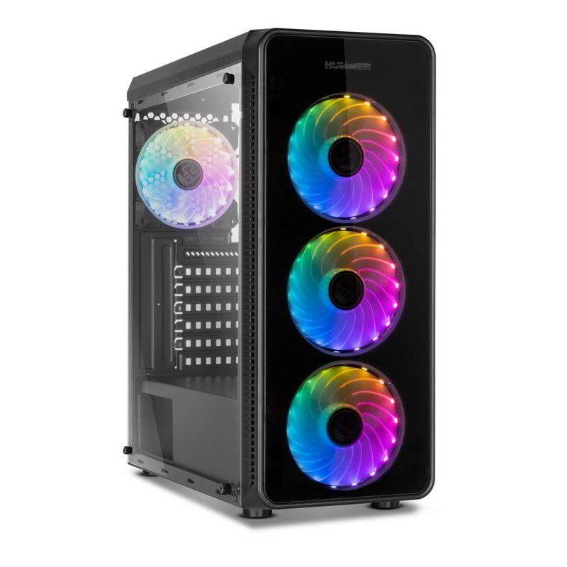 Caixa ATX NOX Hummer TGM (ATX, micro-ATX, mini-ITX - Midi Tower - SPCC, vidro temperado - Preto)