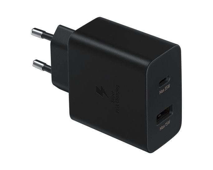 Carregador de Parede SAMSUNG EP-TA220NBEGEU (USB-C, USB-A - Com fios - Preto)