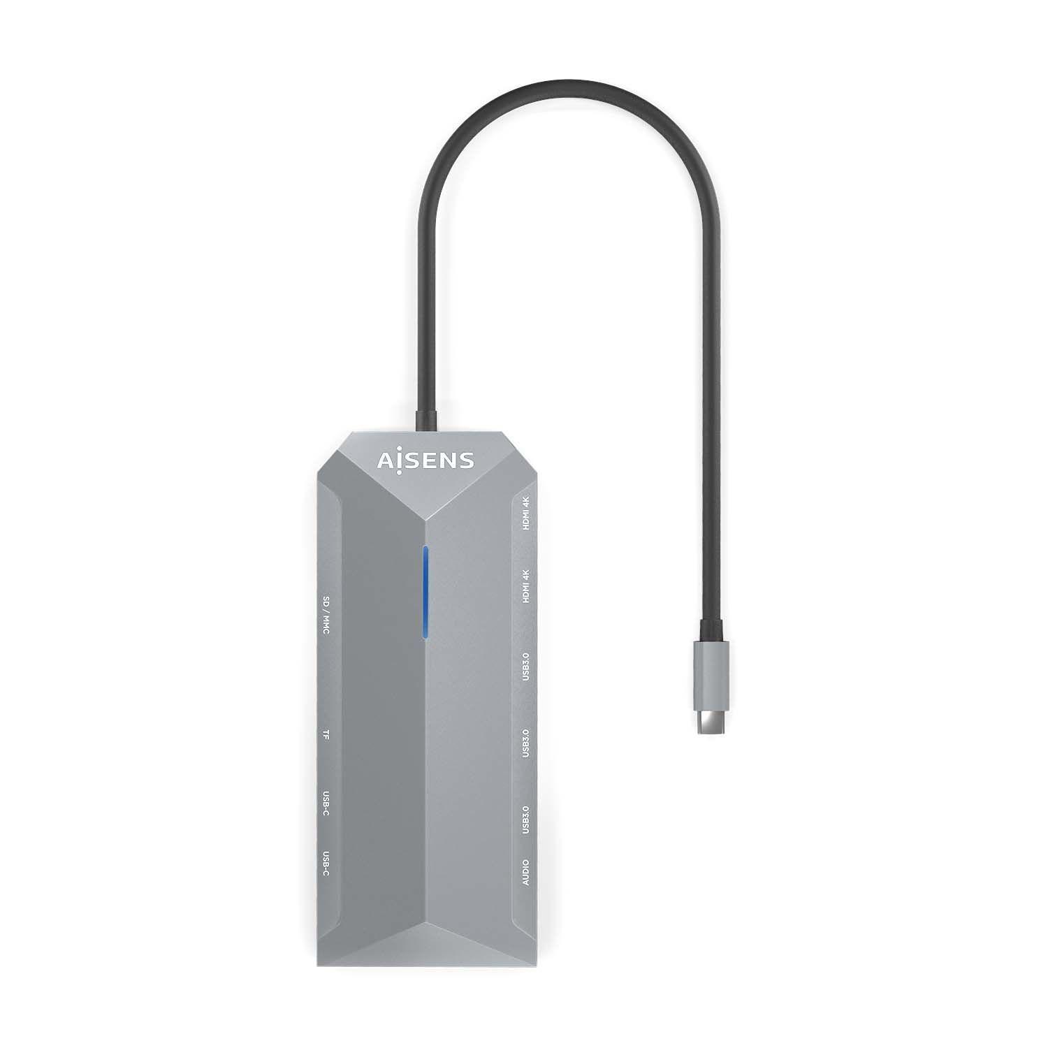 Hub USB-C AISENS ASUC-12P005-GR (0,3 m - Cinzento), miniatura 3