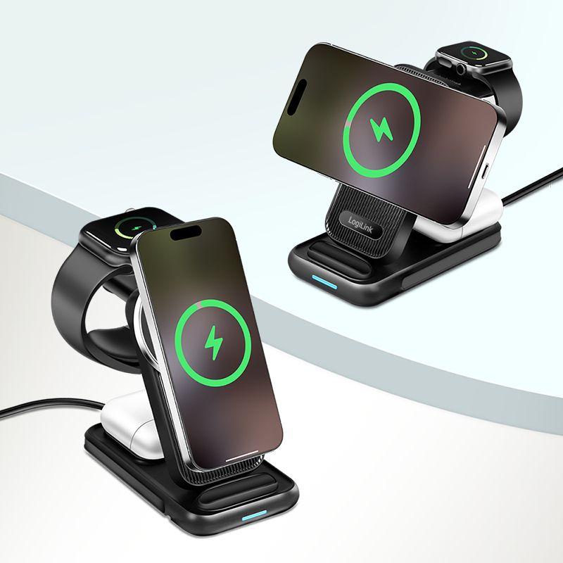 Estação de Carregamento Sem Fios LOGILINK PA0292 (20,5 W - Apple - Preto), miniatura 5