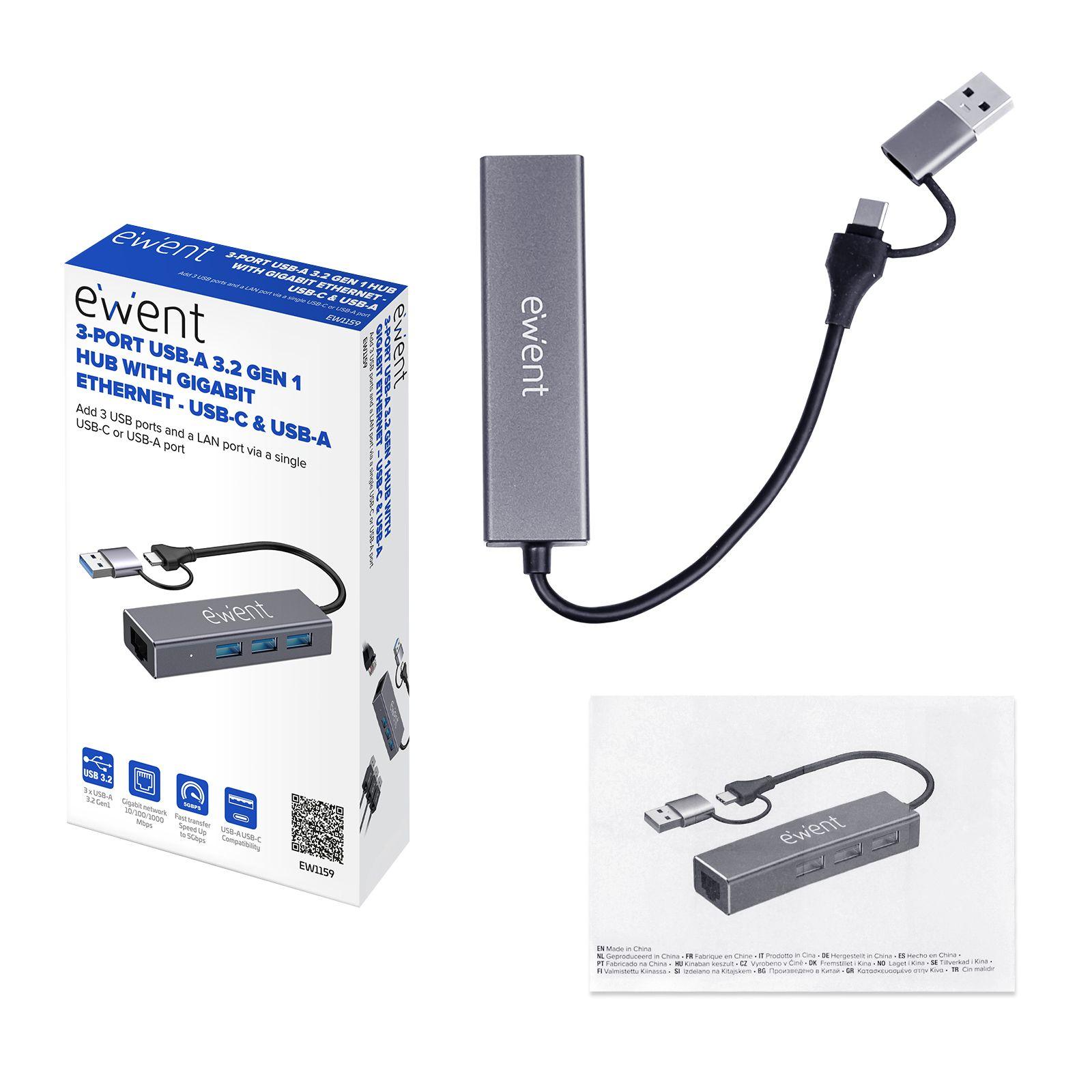 Hub USB EWENT EW1159 (0,15 m - Cinzento) — miniatura 2