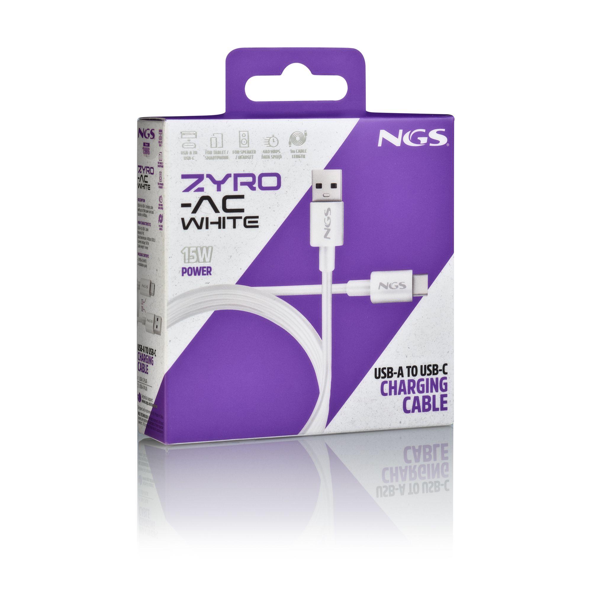Cabo USB NGS ZYRO-AC (1 m - USB C - USB A - Branco) — miniatura 5