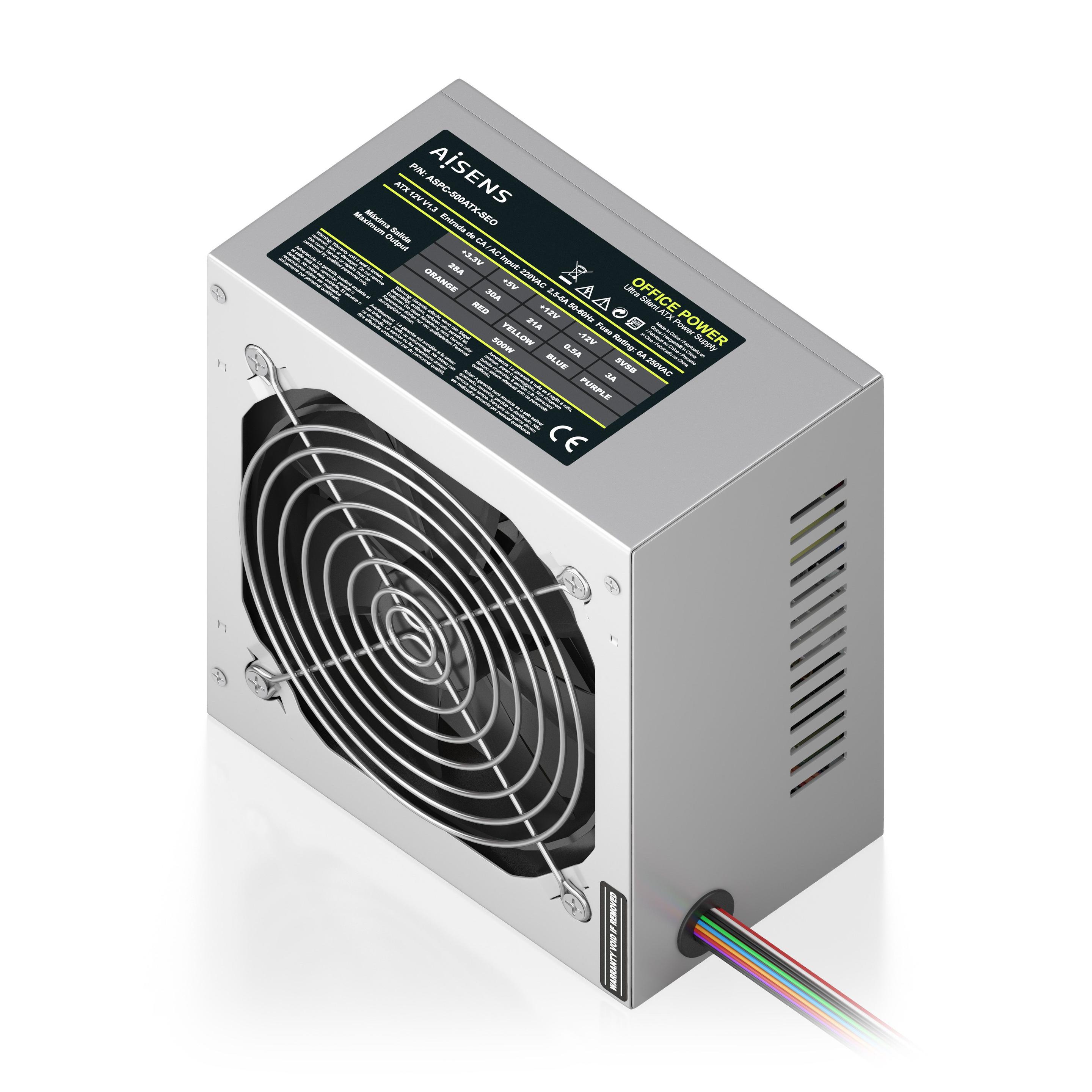 Fonte de Alimentação AISENS ASPC-500ATX-SEO (ATX - 500 W - Prateado), miniatura 2