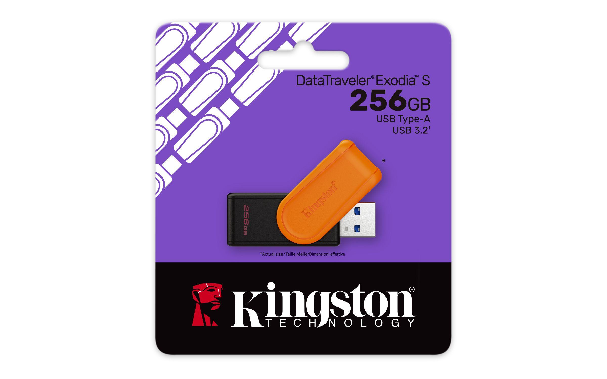 Pen USB KINGSTON DataTraveler Exodia S (256 GB - USB Tipo-A - USB Type-A - Preto e Laranja) — miniatura 3