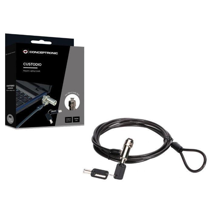 Cadeado de Segurança para Portátil CONCEPTRONIC CUSTODIO02BN (Nano Lock - 1,8 m - Preto) — miniatura 2