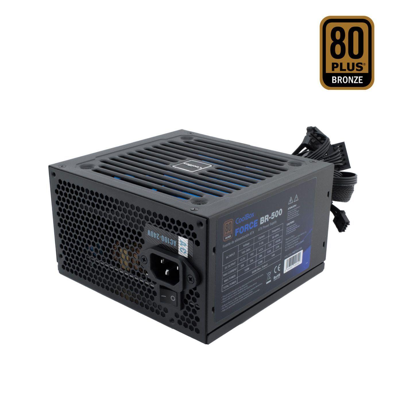 Fonte de Alimentação COOLBOX Force BR-500 (ATX - 500 W - 80 PLUS Bronze - Preto)