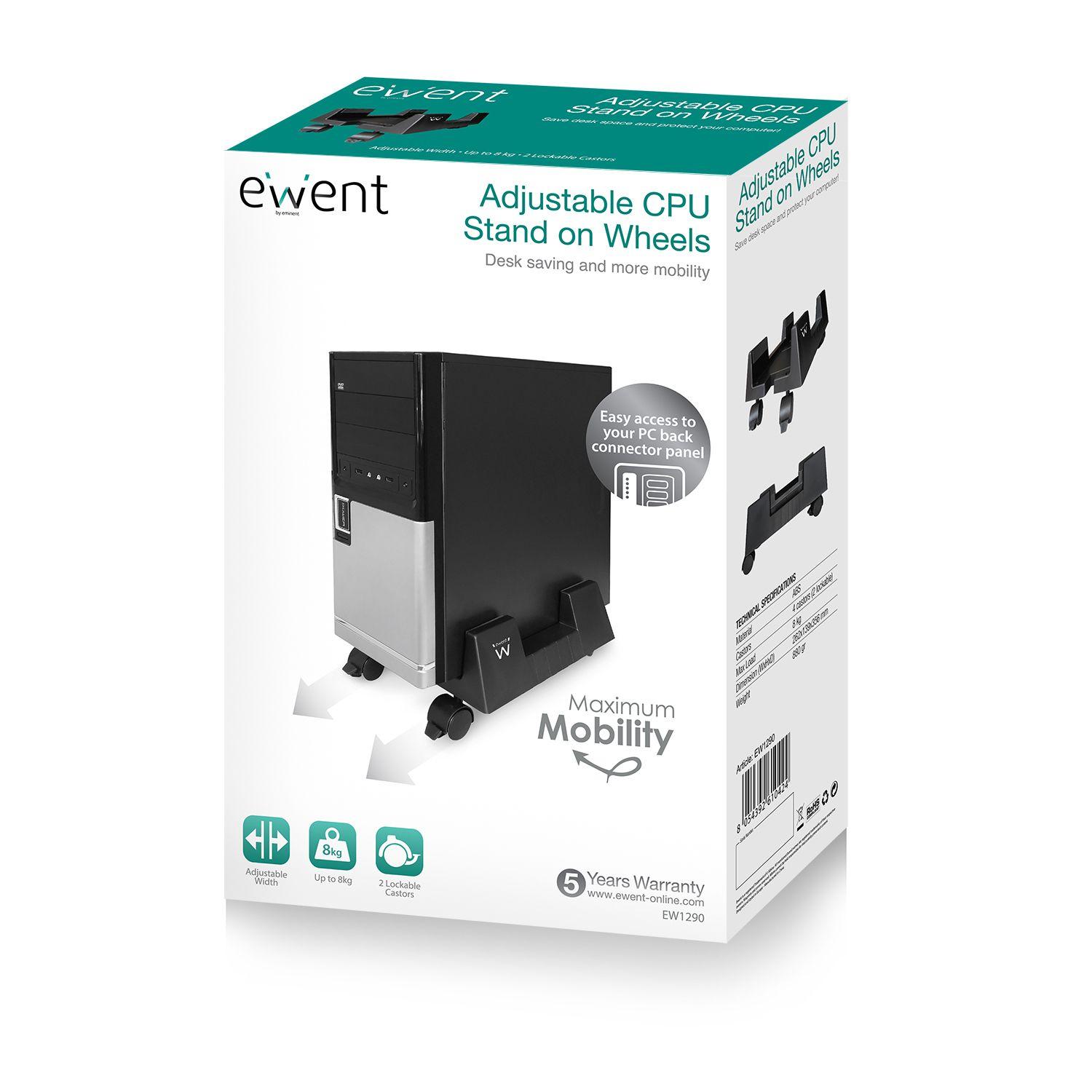 Suporte com Rodas para Torre PC EWENT EW1290 (Sintéticos ABS - Preto), miniatura 5