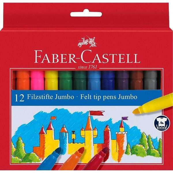 Canetas de Feltro FABER-CASTELL Jumbo Super Washable 154311 (12 Unidades - Laváveis)