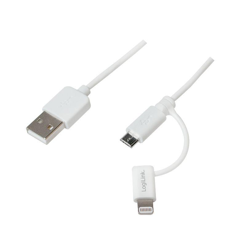 Cabo USB LOGILINK CU0118 (1 m - Micro-USB A - USB A - Branco)