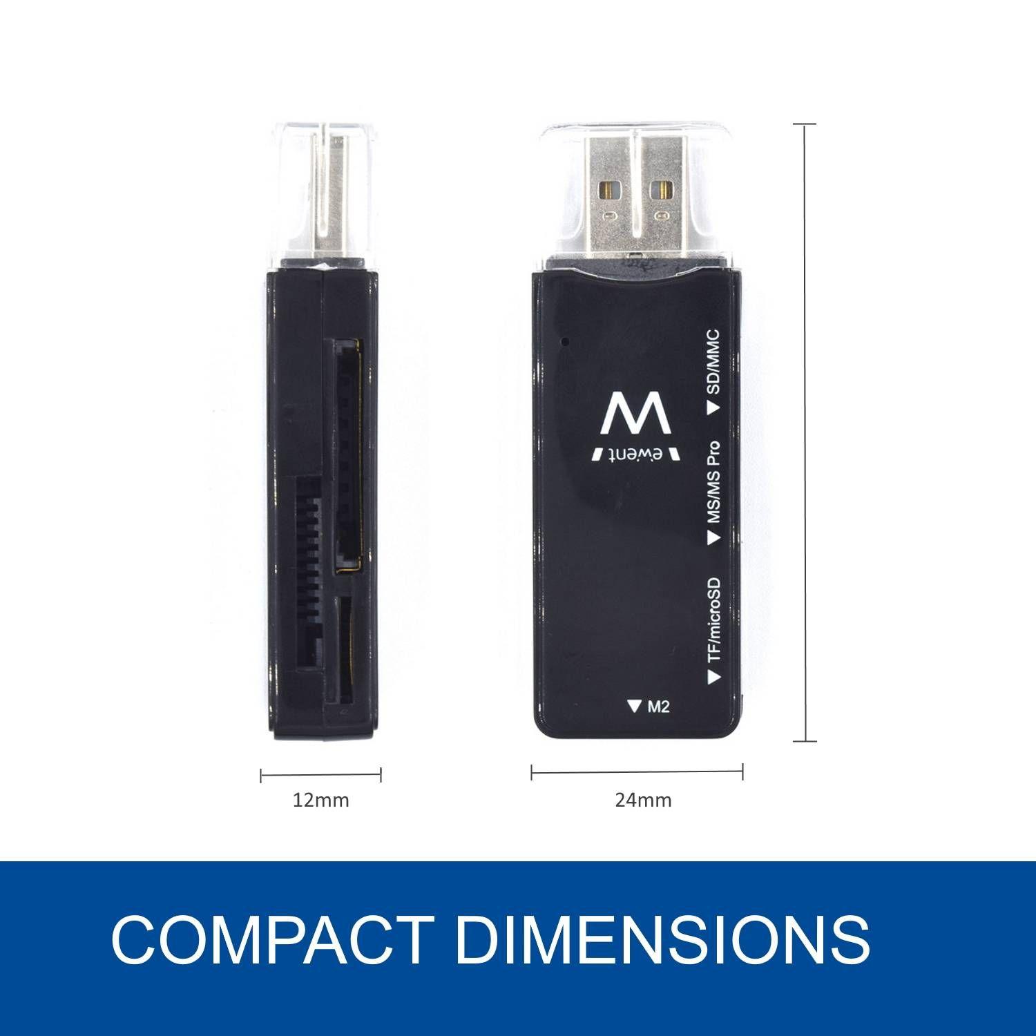 Leitor de Cartões EWENT EW1049 (USB 2.0 - Externo - Preto), miniatura 4