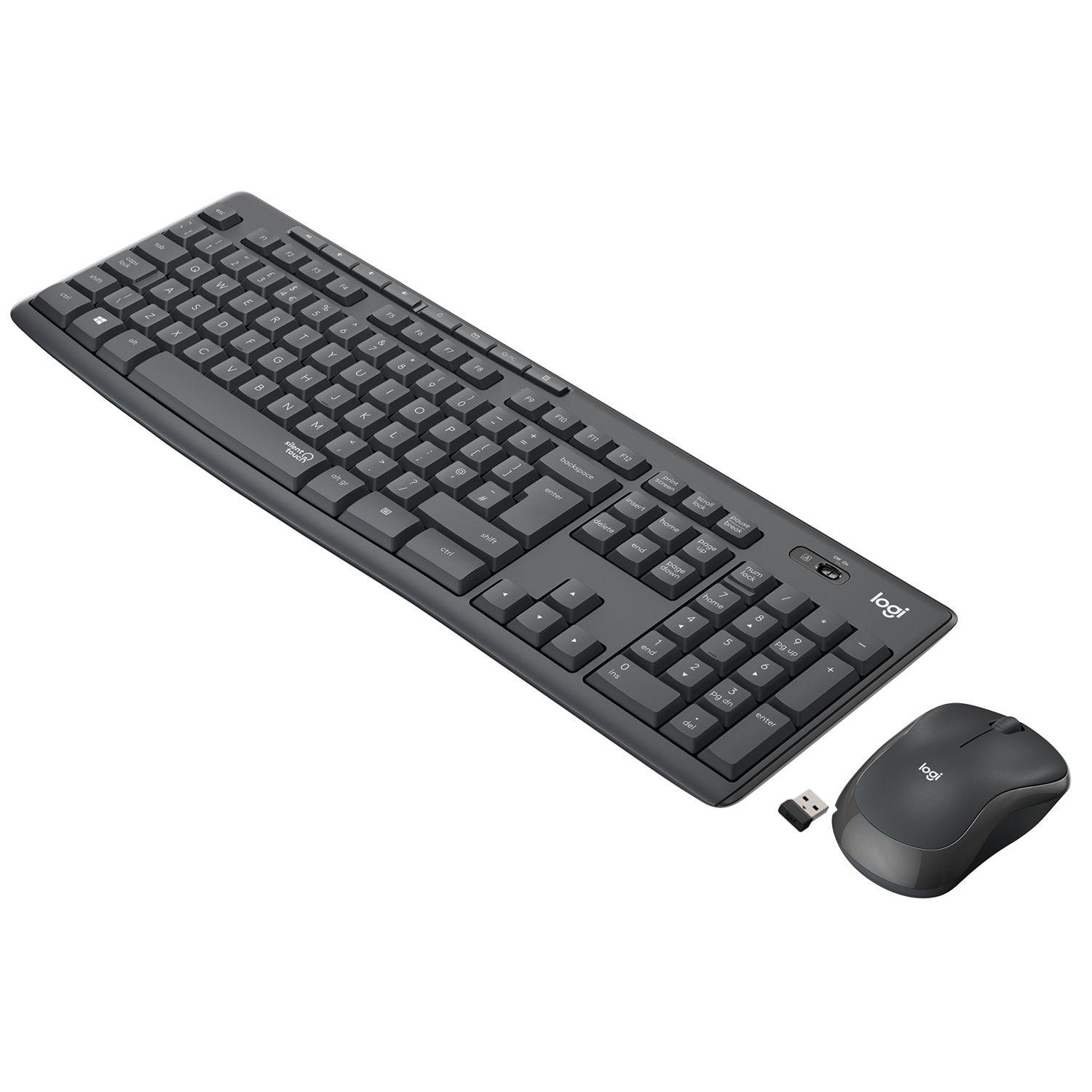 Conjunto de Teclado e Rato LOGITECH MK295 Silent (Italiano - Tamanho completo - RF Wireless - Grafite)