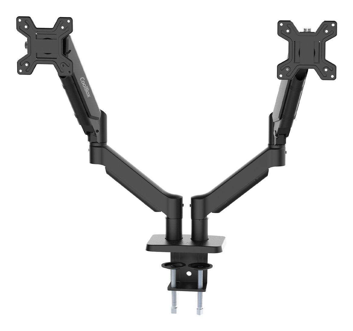 Suporte de Secretária para 2 Monitores COOLBOX M02D (75 x 75 mm; 100 x 100 mm - 100 x 100 mm - 75 x 75 mm - Preto)