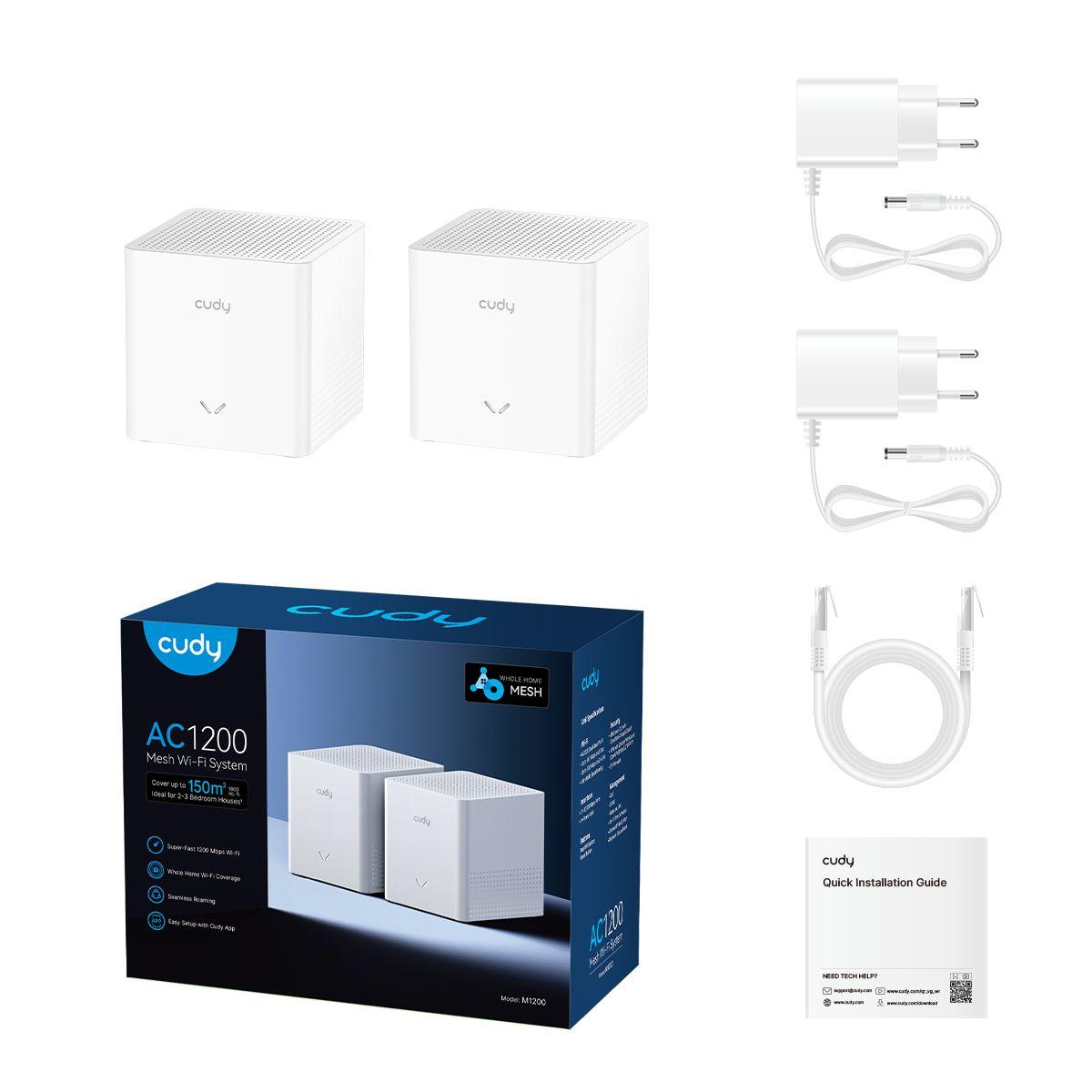 Sistema Mesh Wi-Fi CUDY M1200 2.0 2-PACK (Wi-Fi 5 - 1167 Mbit/s - Dual band - Branco), miniatura 4