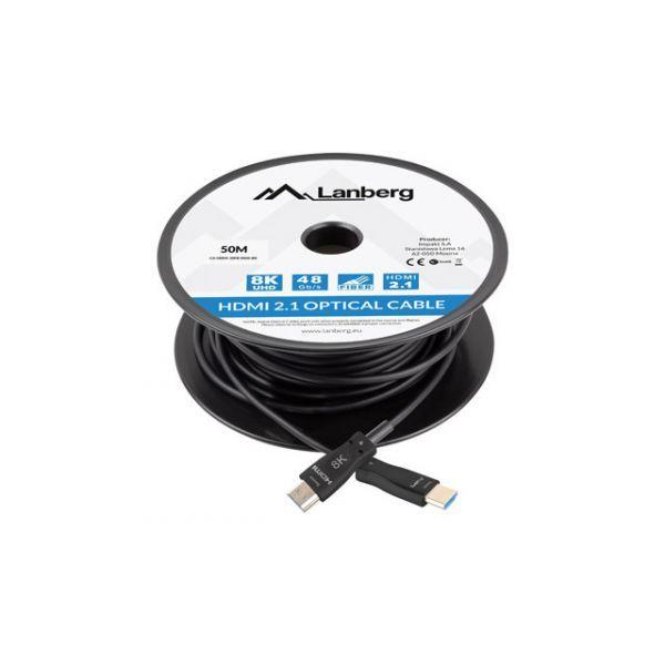 Cabo HDMI Ótico Ativo LANBERG CA-HDMI-30FB-0500-BK (50 m - 240 Hz - HDMI Tipo A - Preto), miniatura 3