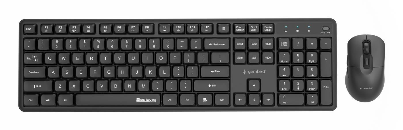 Conjunto Teclado e Rato GEMBIRD KBS-WMS-01 (Estados Unidos - Tamanho completo - RF sem fios - Preto)