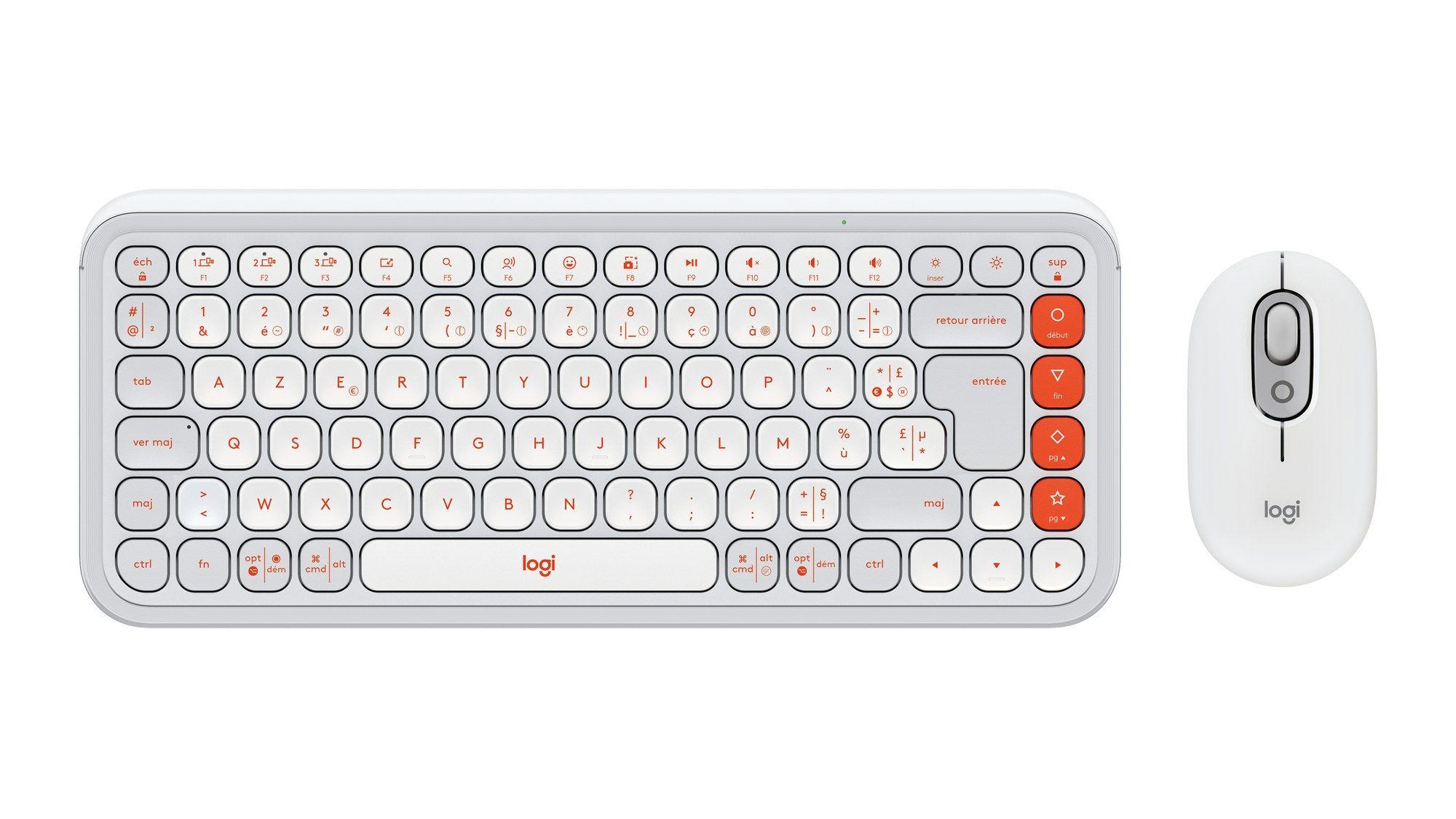 Conjunto de Teclado e Rato LOGITECH POP Icon Combo (Francês - Teclas de tesoura - Mini - Branco)