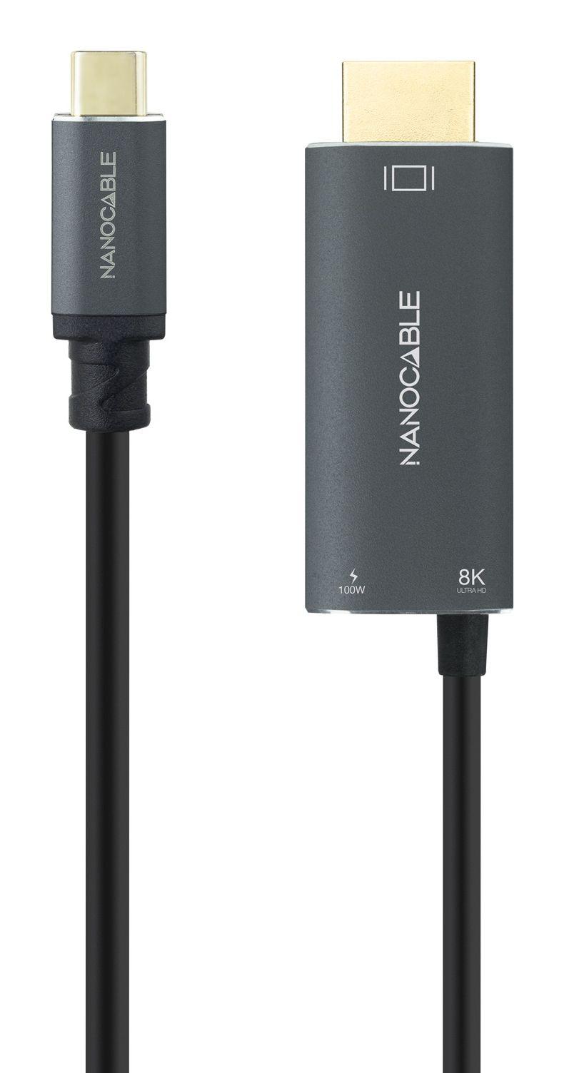 Cabo Conversor NANOCABLE 10.15.5182 (1,8 m - HDMI + USB Type-C - USB Type-C - Preto) — miniatura 2