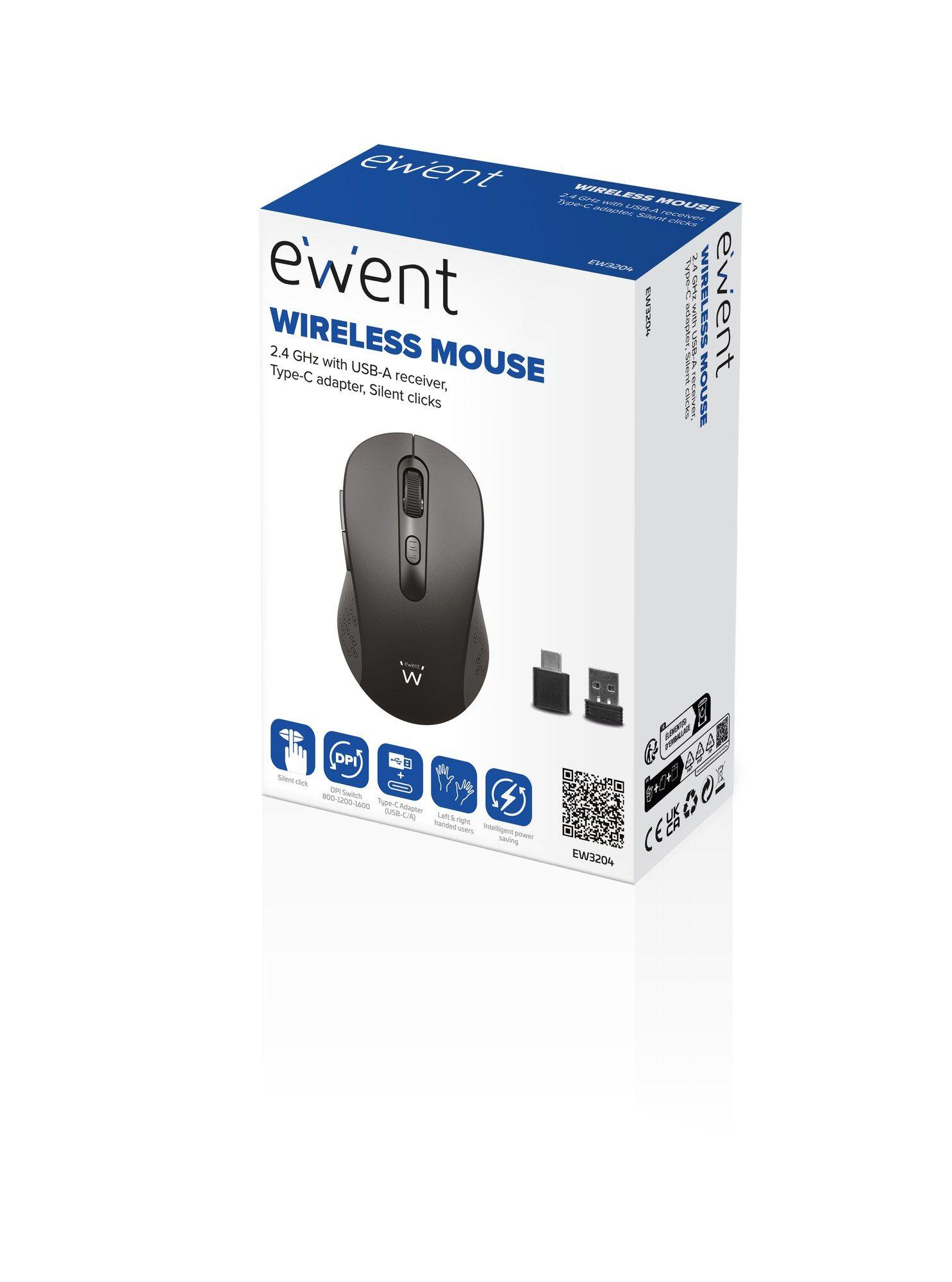 Rato EWENT EW3204 (Mão direita - 1600 DPI - Ótico - Preto/Cinzento), miniatura 2
