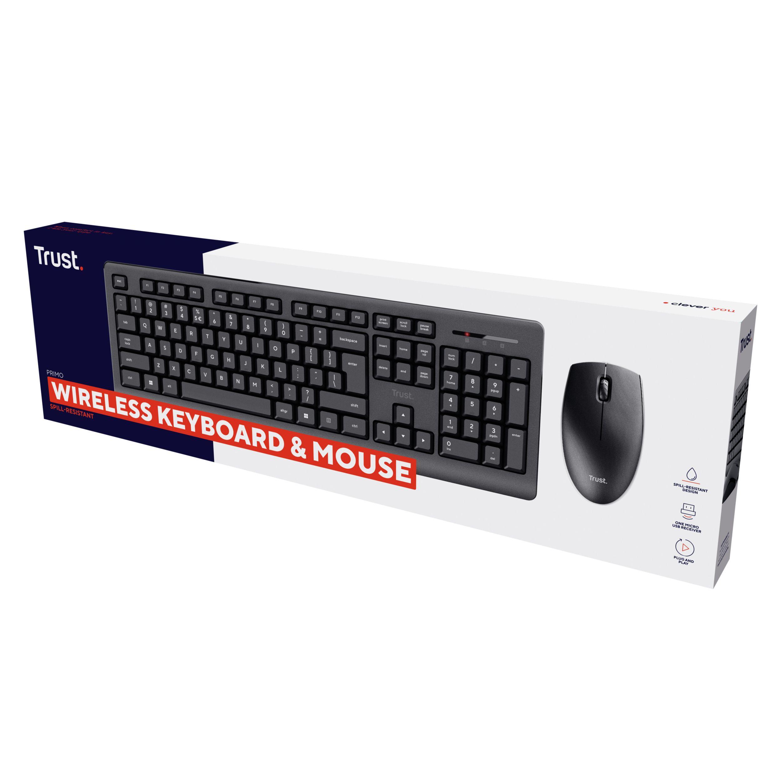 Conjunto de Teclado e Rato TRUST Primo Wireless Deskset (Espanhol - Interruptor de membrana - Tamanho completo - Preto) — miniatura 7