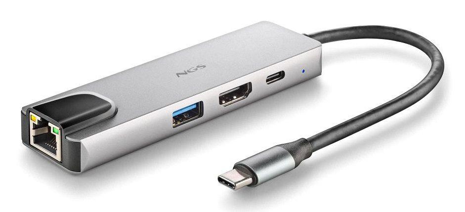 Hub USB-C NGS WonderDock Supra (USB 2.0 Tipo C - Cinzento/Preto) — miniatura 2