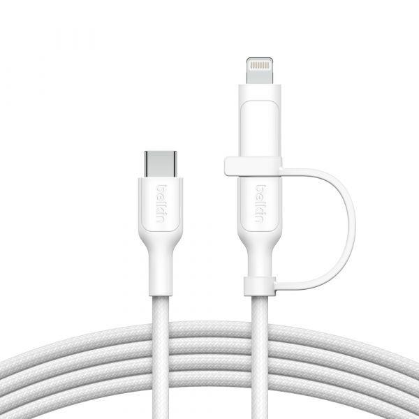 Cabo USB-C para USB-C/Lightning 2 em 1 BELKIN CAC003HQ1.5MWH (1,5 m - USB C/Lightning - USB C - Branco) — miniatura 3