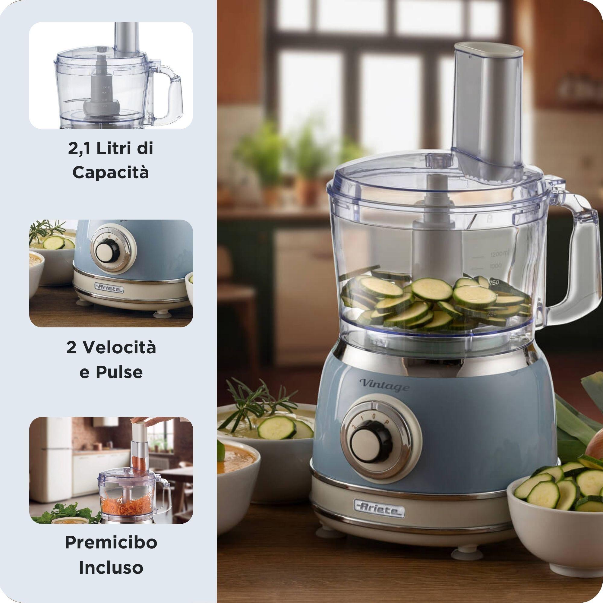 Robot de Cozinha ARIETE Vintage Line 1781/05 (Altura 34 cm - Azul-claro/creme), miniatura 4