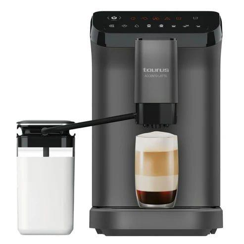 Máquina de Café Superautomática TAURUS Accento Latte (Grãos de café - 1350 W - 20 bar - Preto/Cinzento)
